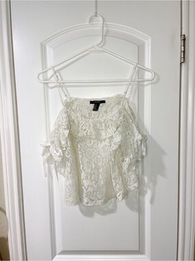 Forever 21 White Lace Cold Shoulder Blouse